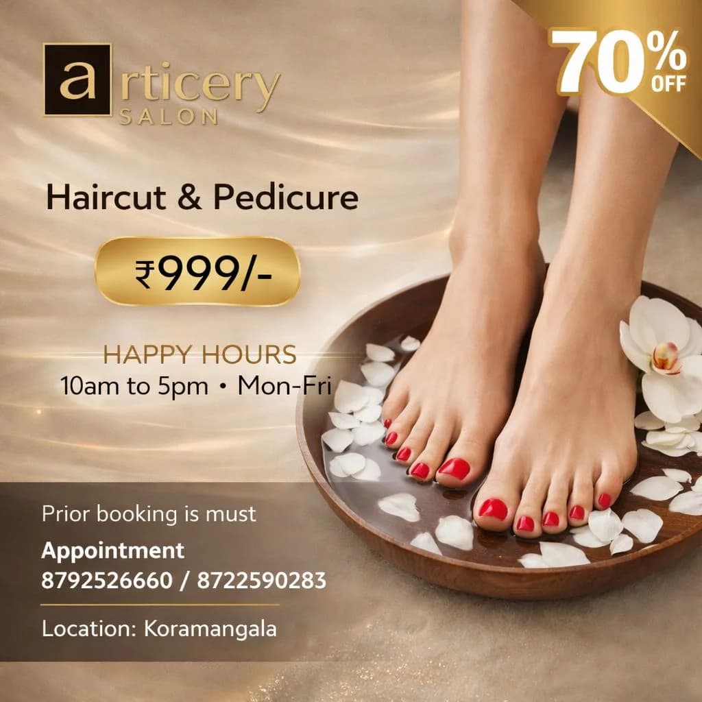 Haircut + Hair Spa + Manicure + Pedicure + Cleanup — 70% off at Articery Salon