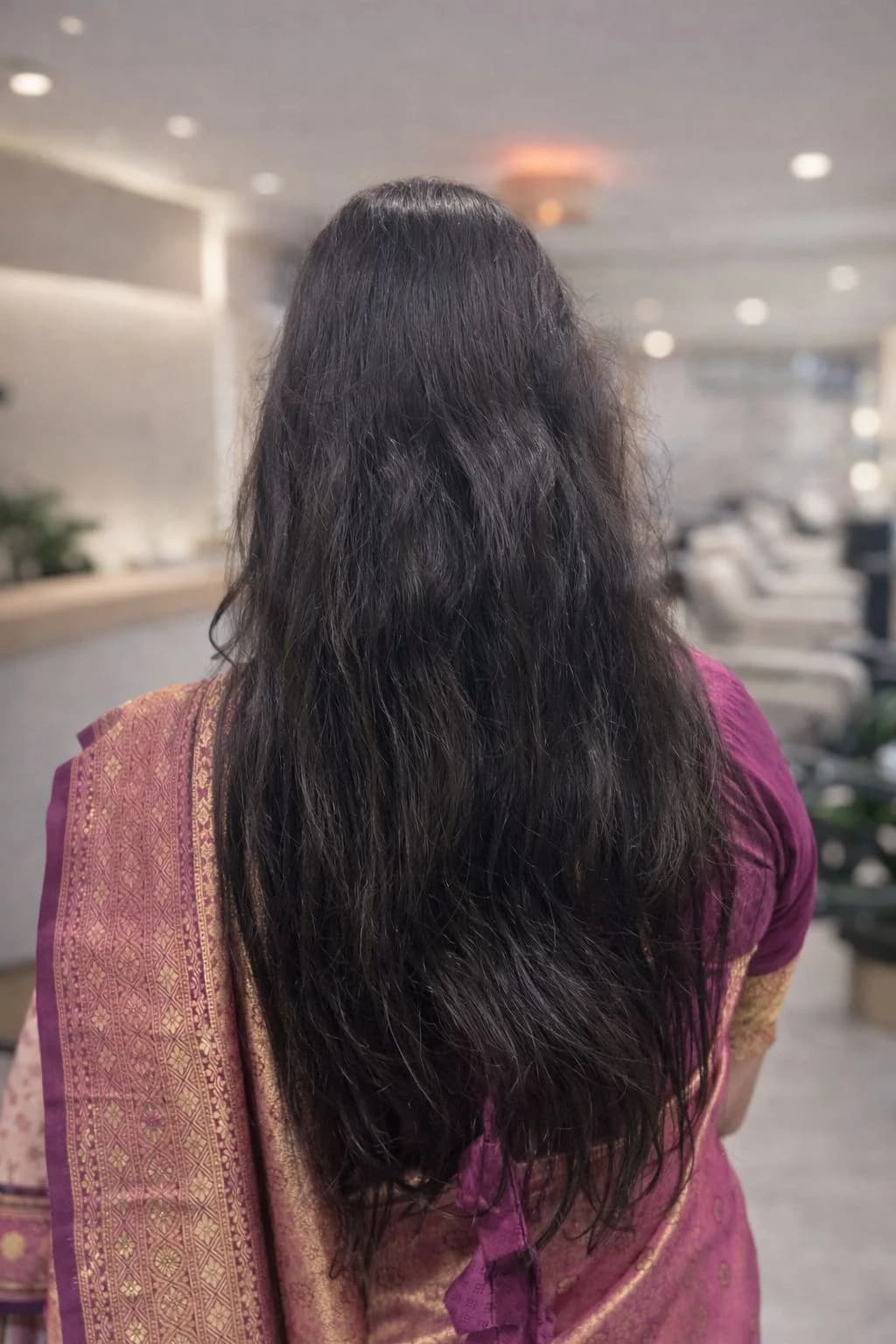 Natural long hair before treatment