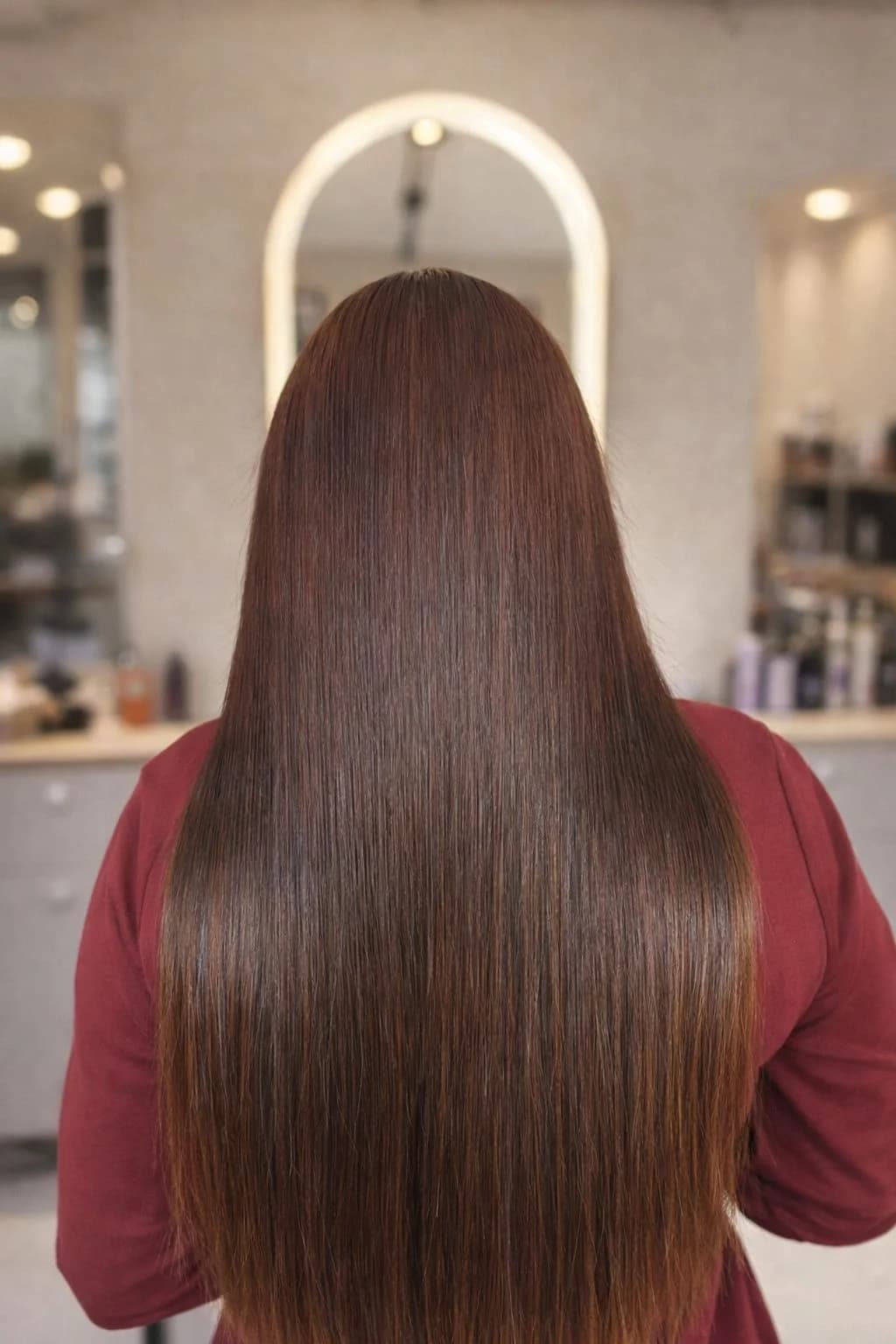 Straight silky hair after smoothening