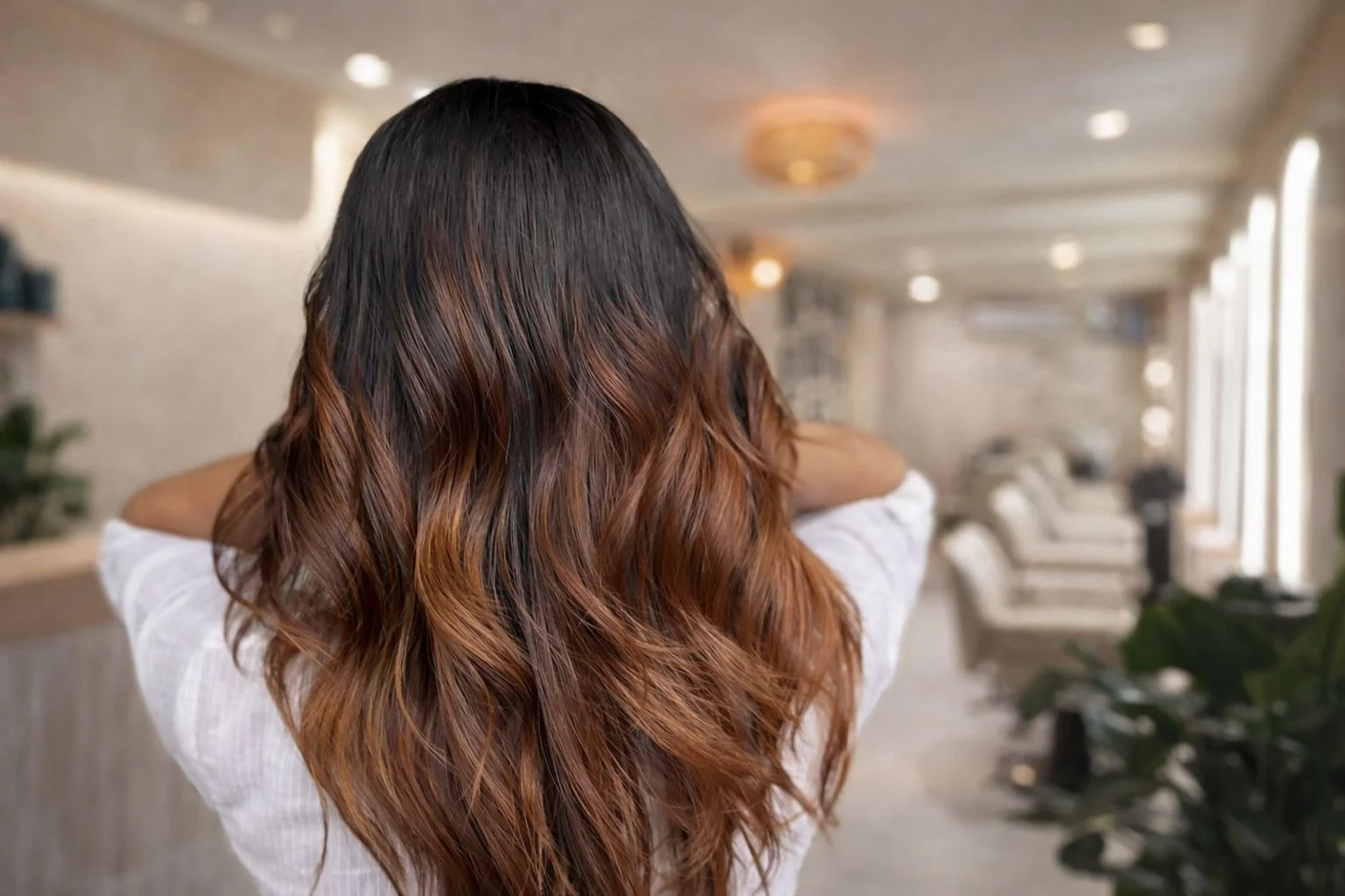 Copper balayage hair color